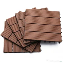 Outsunny Pardoseala Modulara de Exterior, Set 11 Placi Interblocabile tip Deck, Dale Pavaj pentru Gradina, Balcon sau Terasa, 30x30 cm, Maro