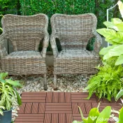 Outsunny Pardoseala Modulara de Exterior, Set 11 Placi Interblocabile tip Deck, Dale Pavaj pentru Gradina, Balcon sau Terasa, 30x30 cm, Maro 