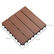 Outsunny Pardoseala Modulara de Exterior, Set 11 Placi Interblocabile tip Deck, Dale Pavaj pentru Gradina, Balcon sau Terasa, 30x30 cm, Maro 