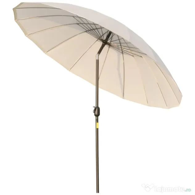 Outsunny Umbrelă de Grădină sau Terasă, Reglabilă cu Manivelă, Crem Alb, Ф255cm | Aosom Romania