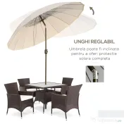 Outsunny Umbrelă de Grădină sau Terasă, Reglabilă cu Manivelă, Crem Alb, Ф255cm | Aosom Romania