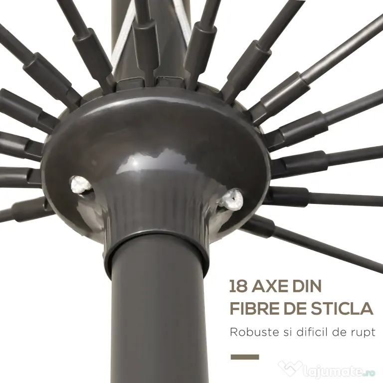 Outsunny Umbrelă de Grădină sau Terasă, Reglabilă cu Manivelă, Crem Alb, Ф255cm | Aosom Romania