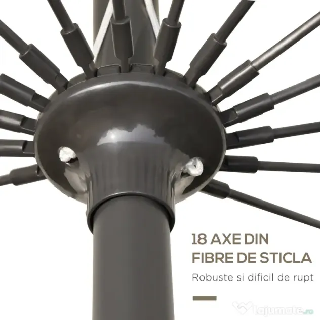 Outsunny Umbrelă de Grădină sau Terasă, Reglabilă cu Manivelă, Crem Alb, Ф255cm | Aosom Romania