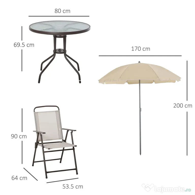 Set Mobilier de Gradina Outsunny cu Tuburi Otel 6 bucati, crem | Aosom Romania