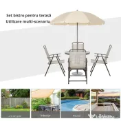Set Mobilier de Gradina Outsunny cu Tuburi Otel 6 bucati, crem | Aosom Romania