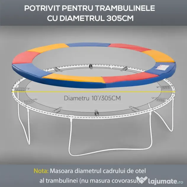 HOMCOM Protectie Margine pentru Trambulină Elastică din PVC Roșu Albastru Galben (Ø305cm ) | Aosom.ro | Aosom Romania