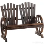 Outsunny Bancă de Grădină Rustică din Lemn, Design cu Roți de Căruță, 108x66x95 cm | Aosom Romania