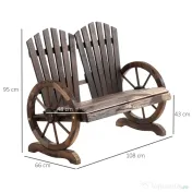 Outsunny Bancă de Grădină Rustică din Lemn, Design cu Roți de Căruță, 108x66x95 cm | Aosom Romania 