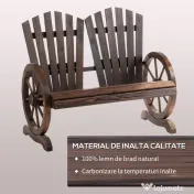 Outsunny Bancă de Grădină Rustică din Lemn, Design cu Roți de Căruță, 108x66x95 cm | Aosom Romania 
