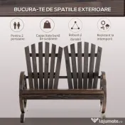 Outsunny Bancă de Grădină Rustică din Lemn, Design cu Roți de Căruță, 108x66x95 cm | Aosom Romania 