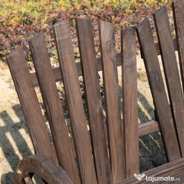 Outsunny Bancă de Grădină Rustică din Lemn, Design cu Roți de Căruță, 108x66x95 cm | Aosom Romania
