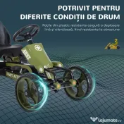HOMCOM Kart cu Pedale pentru Copii de 3-6 Ani cu Scaun Reglabil și Frână de Mână, 105x54x61 cm, Verde | Aosom Romania 