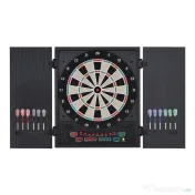 HOMCOM Tabla de Darts Electronică Profesională cu 6 Display-uri, 12 Săgeți, 27 Moduri de Joc, 51x6.5x57cm, Negru | Aosom Romania 
