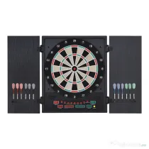 HOMCOM Tabla de Darts Electronică Profesională cu 6 Display-uri, 12 Săgeți, 27 Moduri de Joc, 51x6.5x57cm, Negru | Aosom Romania