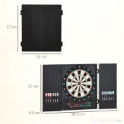HOMCOM Tabla de Darts Electronică Profesională cu 6 Display-uri, 12 Săgeți, 27 Moduri de Joc, 51x6.5x57cm, Negru | Aosom Romania 