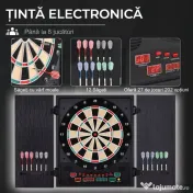 HOMCOM Tabla de Darts Electronică Profesională cu 6 Display-uri, 12 Săgeți, 27 Moduri de Joc, 51x6.5x57cm, Negru | Aosom Romania 