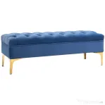 HOMCOM Bancă pentru Capăt de Pat, Banchetă Decorativă din Catifea cu Picioare Metalice, pentru Dormitor și Hol