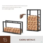HOMCOM Suport pentru lemn pentru casa si gradina din fier negru