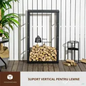 HOMCOM Suport pentru lemn pentru casa si gradina din fier negru