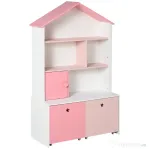 HOMCOM Raft Biblioteca Organizator Dulap cu Compartimente pentru copii roz