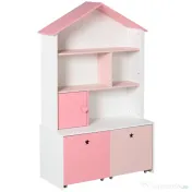HOMCOM Raft Biblioteca Organizator Dulap cu Compartimente pentru copii roz 
