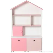 HOMCOM Raft Biblioteca Organizator Dulap cu Compartimente pentru copii roz 