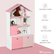 HOMCOM Raft Biblioteca Organizator Dulap cu Compartimente pentru copii roz 