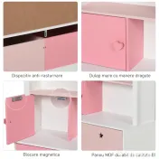 HOMCOM Raft Biblioteca Organizator Dulap cu Compartimente pentru copii roz 
