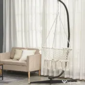 Outsunny Hamac de gradina Boho Chic Scaun Suspendat pentru Interior si Exterior Crem