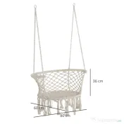 Outsunny Hamac de gradina Boho Chic Scaun Suspendat pentru Interior si Exterior Crem