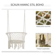 Outsunny Hamac de gradina Boho Chic Scaun Suspendat pentru Interior si Exterior Crem