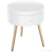 HOMCOM Masa de Salon Moderna cu Sertar in Lemn, Alb, Ф38x45cm 