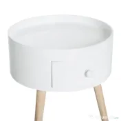 HOMCOM Masa de Salon Moderna cu Sertar in Lemn, Alb, Ф38x45cm 