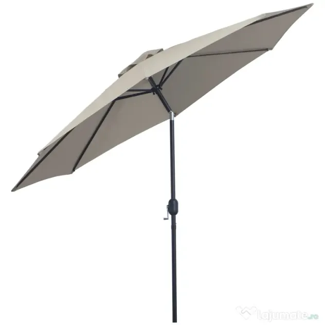 Outsunny Umbrelă de Soare pentru Plajă Impermeabilă, Oțel, Gri Φ3x2.45m | Aosom Romania