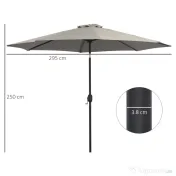 Outsunny Umbrelă de Soare pentru Plajă Impermeabilă, Oțel, Gri Φ3x2.45m | Aosom Romania