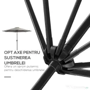 Outsunny Umbrelă de Soare pentru Plajă Impermeabilă, Oțel, Gri Φ3x2.45m | Aosom Romania