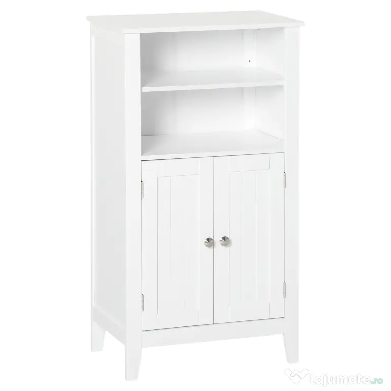 Kleankin Dulpa pentru Baie cu Rafturi Reglabile si 2 Usi din Lemn, Alb 50x30x93cm