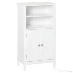 Kleankin Dulpa pentru Baie cu Rafturi Reglabile si 2 Usi din Lemn, Alb 50x30x93cm