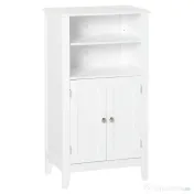Kleankin Dulpa pentru Baie cu Rafturi Reglabile si 2 Usi din Lemn, Alb 50x30x93cm 