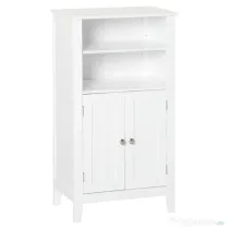 Kleankin Dulpa pentru Baie cu Rafturi Reglabile si 2 Usi din Lemn, Alb 50x30x93cm