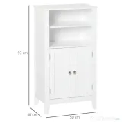 Kleankin Dulpa pentru Baie cu Rafturi Reglabile si 2 Usi din Lemn, Alb 50x30x93cm 