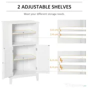 Kleankin Dulpa pentru Baie cu Rafturi Reglabile si 2 Usi din Lemn, Alb 50x30x93cm 