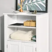 Kleankin Dulpa pentru Baie cu Rafturi Reglabile si 2 Usi din Lemn, Alb 50x30x93cm 