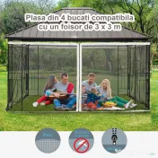 Outsunny Plasa de Tantari pentru Corturi cu Perdele de Rezerva Universale cu Balamale, 335x207cm - Negru / Bej 