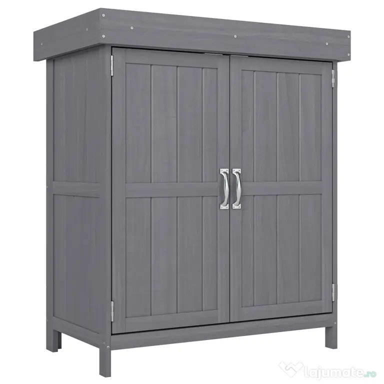 Outsunny Dulap de Gradina cu 2 Rafturi si 2 Usi, Lemn, 74x43x88 cm, culoarea lemnului | Aosom Romania