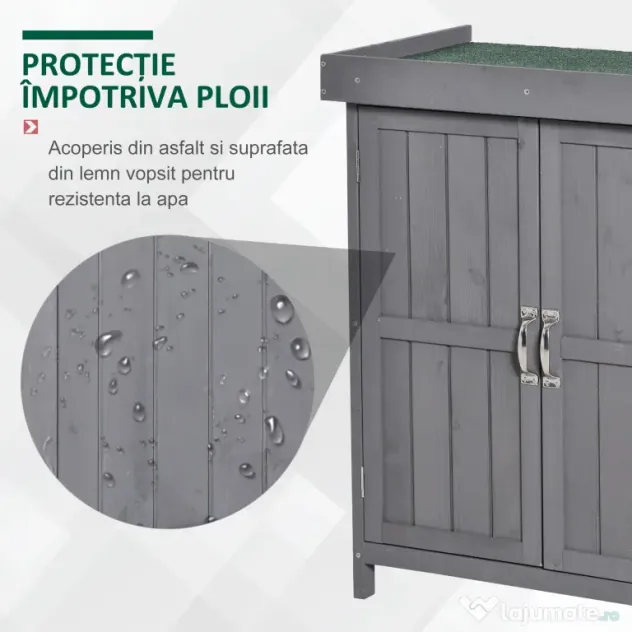 Outsunny Dulap de Gradina cu 2 Rafturi si 2 Usi, Lemn, 74x43x88 cm, culoarea lemnului | Aosom Romania