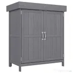 Outsunny Dulap Gradina 74×43×88 cm – Lemn cu Rafturi & Acoperis Rabatabil