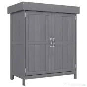 Outsunny Dulap Gradina 74×43×88 cm – Lemn cu Rafturi & Acoperis Rabatabil 