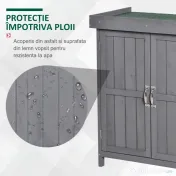 Outsunny Dulap Gradina 74×43×88 cm – Lemn cu Rafturi & Acoperis Rabatabil 