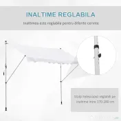 Outsunny Copertina de Perete cu Stalpi de Sprijin, Alba, 300x150 cm 